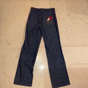 REAL VINTAGE jeans with patch of roller skates